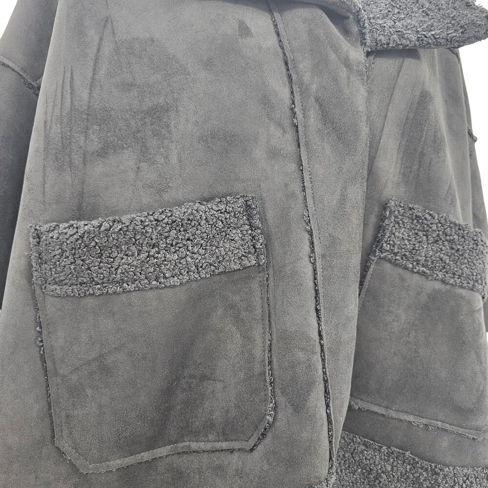 Marine Layer Womans size XL Quebec Sherpa Jacket Black Faux Suede Boxy NEW - Picture 3 of 8